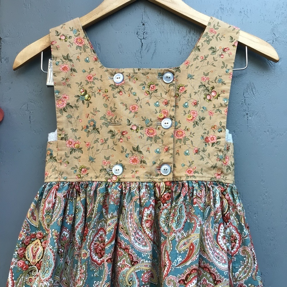 Paisley Handmade Sleeveless Little Cottage Peasant Dress - Picture 7 of 9